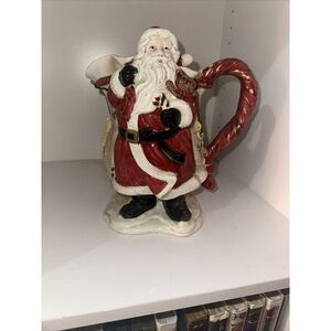 Fitz And Floyd Santa Water Pitcher  11" Tall 9" Wide Vintage 1987 2 Qt